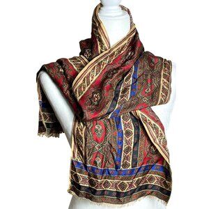 Club 7 Echo Silk Scarf Rectangular Jewel Tones Mosaic Preppy Heritage Unisex